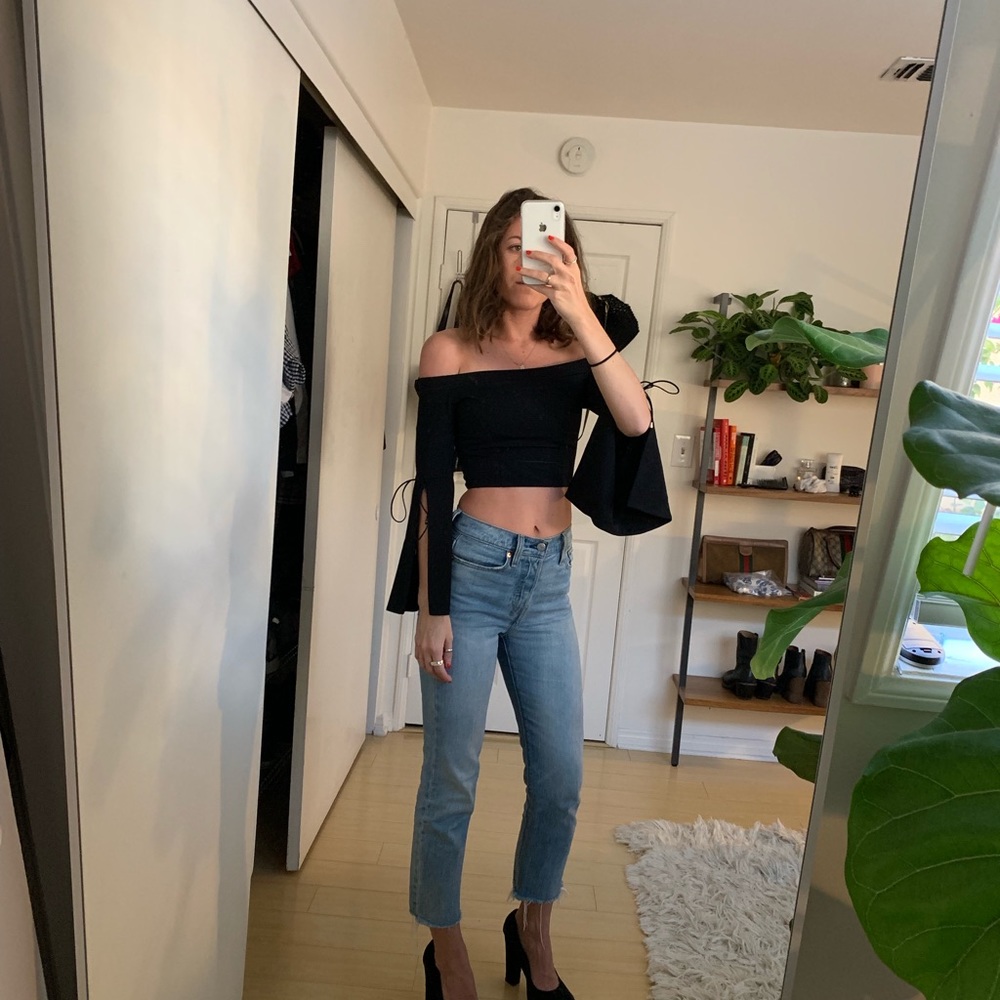 LF black Longsleeve Crop Top